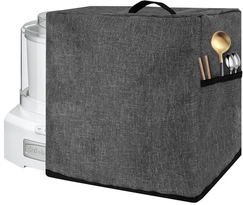 Linkidea Ice Cream Mixer Dust Cover, Portable Blender Cover with Hand Strap, Firm with Compartment, Compatible with Cuisinart ICE-21P1, ICE-30BCP1, ICE-30R, ICE-30W (Grey)