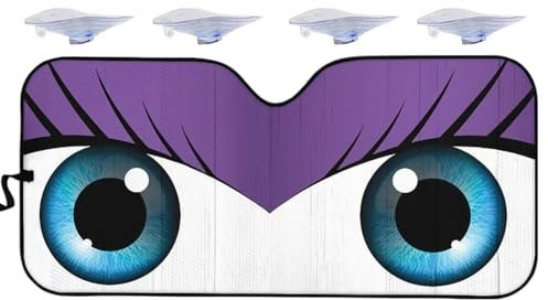 Cubierta de parabrisas de ojos de dibujos animados, parasol con aislamiento térmico, protector plegable para ventana delantera, 55.1 x 29.92 pulgadas, accesorio de coche con bloqueo UV, divertida