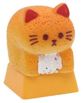 Hattba Lovely Kitten Bread Keycap for Mechanical Keyboards Resin 3D Cartoon Keycaps and Comfortable Typing 1PC