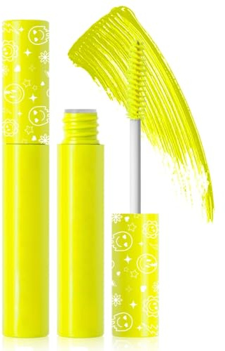 6 Couleurs Mascara Fluorescent, Mascara Lumineuse pour Soirées Mariages Scène, Halloween Noël, Haute Pigmentation Applicable aux Cils Sourcils Cheveux (Jaune)