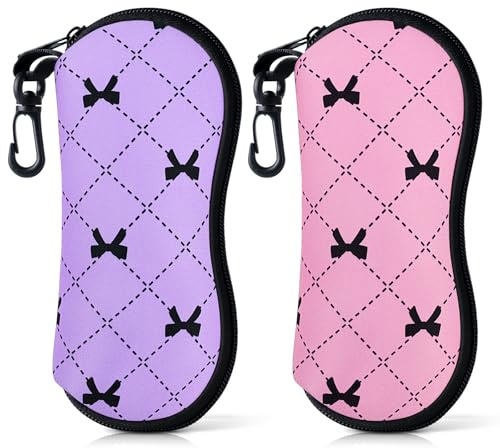 Playexen Brillenetui Weiche für Sonnenbrille Aufbewahrung Tasche Herren & Damen oder Kinder Ultraleichter Neopren-Reißverschluss Gürtelclip Brillenetui Tragbare Case für Schlüssel Bleistifte Karten