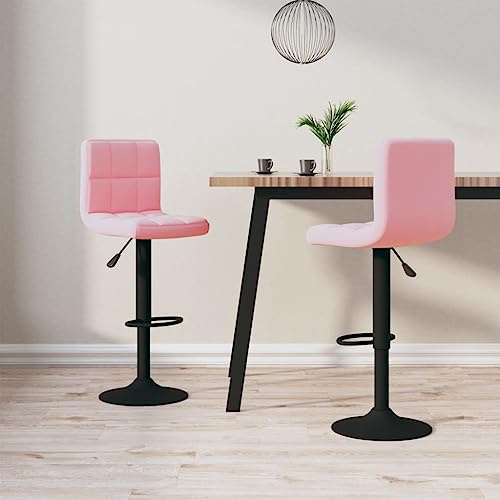 Yunovire Barhocker 2 STK. Rosa Samt, Höhenverstellbar, Drehbar, Modernes Design, Küchenstuhl, Robustes Stahlgestell, Samtbezug, für Kücheninsel, Esszimmer, Tresen, Theke, Gastronomie