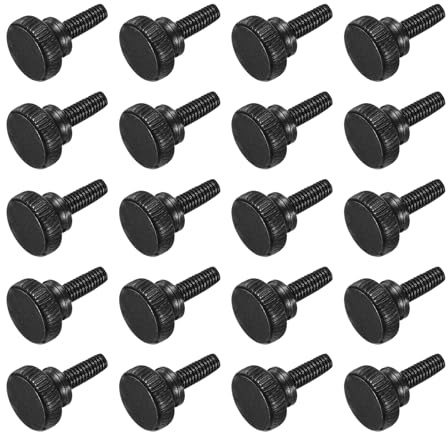 QUARKZMAN 20pz Viti a Testa Zigrinate M4x12mm con Spalla Acciaio Nero | Viti Manopole Piatta Filettatura, Zincato Acciaio al Carbonio, Adatto per illuminazione, Macchinari e Attrezzature, Mobili