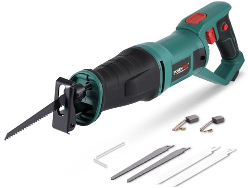 POSENPRO 750W Reciprocating Saw, Electric Wood Saw Sabre Saw | 20mm Stroke Length, 0-2800SPM Variable Speed, Rotary Handle +/- 90°, 4PCS Blades for Wood, Metal, PVC Pipe Cutting