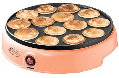 Bestron Poffertjes Maker – Mini Pancake Maschine für 14 Stück – Antihaftbeschichtete Platte 40 x 26 cm – Schnelles Aufheizen – Cool-Touch-Griffe – Rutschfeste Füße – Einfache Reinigung