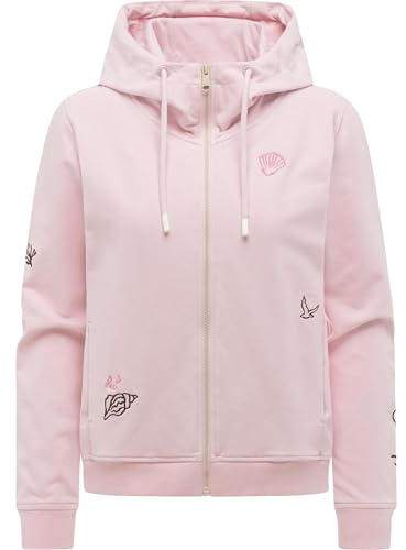 Ragwear Damen Kurze Sweatjacke Zipper mit Verstellbarer Kapuze und modischen Stickereien Parya Embro XS-XXL