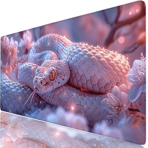 XXL Tapis de Souris 150x80 cm Gaming Rose Sous Main Bureau Large, Mouse Pad avec Base Antidérapante Stable, Serpent Tapis Souris, Accessoires Bureau pour Travail à Domicile, Clavier et Souris PC H0-93