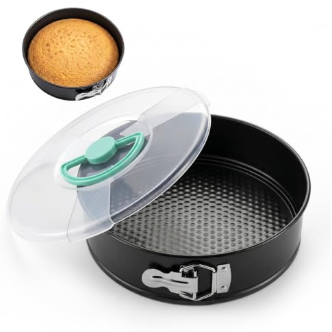 CEWROM Backform Rund aus Karbonstahl mit Granitbeschichtung 28 cm mit Deckel - Antihaft Kuchenform für Käsekuchen Biskuit Dessert Auslaufschutz, Kuchenform & Backform für perfekte Backergebnisse