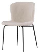 FURNLUX Modesto Esszimmerstuhl, Skandinavisches Design, Bouclé-Stoff, Beige, 48x51x80 cm, Metallbeine Schwarz, Gepolsterte Rückenlehne