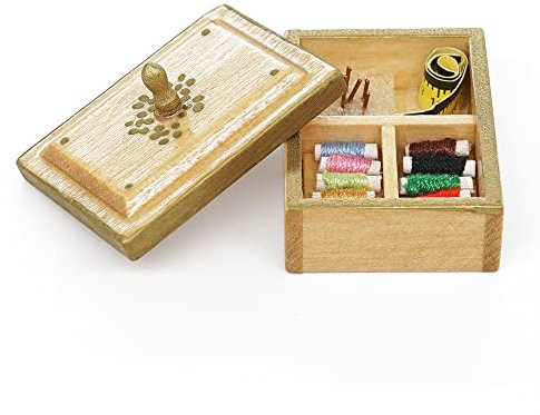 Odoria 1/12 Scale Dolls House Miniature Sewing Box Dollhouse Accessories, Burlywood
