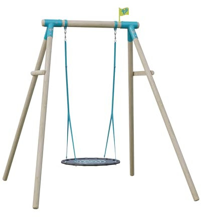 TP Toys Knightswood Single Wooden Swing Set With Nest Swing Includes 1 TP Nest Swing, Ground Stakes, FSC Certified Treated Wood, European Toy Safety, Strong And Sturdy Construction, 3 Years+
