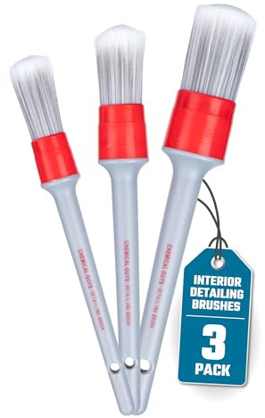Chemical Guys All in The Details Interior Detailing Brushes (3 Brushes) | Three soft, durable brushes reach vents, consoles, buttons and trim to lift dust and grime from tight spots