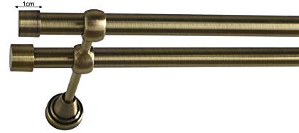 Sento 19/19mm Metall Gardinenstange Vorhangstange 2-läufig Messing Antik Classic Zoya 360 cm