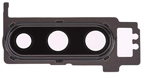 Ersatzglas für die Rückseite des Glases Objektivs + Rahmen für Ring, Kamera und doppelseitiges Aufkleber, kompatibel mit Huawei P30 (Schwarz)