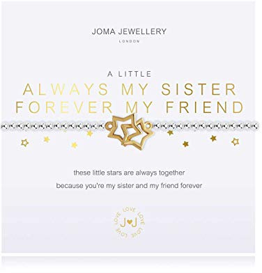 Joma Jewellery Silberarmband mit Aufschrift A Little Always My Sister für immer meinen Freund, 17,5 cm dehnbar