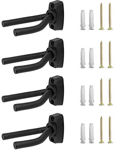 QWORK Supporto Porta Ganci di Chitarra da Muro, Appendi Titolare per Chitarra Elettrica Basso Elettrico Ukulele Violino, 4 Pezzi