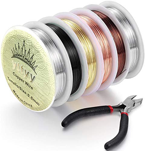 OTAOTP 0.5mm Filo di Gioielli,Filo Metallico,Filo di Rame,Filo per Gioielli,Filo Metallico Artigianale,per Gioielli Perline,con Pinze da Taglio(120 Metri,20 M/Roll)