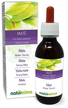 Mate (Ilex paraguariensis) Blätter Alkoholfreier Urtinktur Naturalma - Flüssig-Extrakt Tropfen 120 ml - Nahrungsergänzungsmittel - Veganer