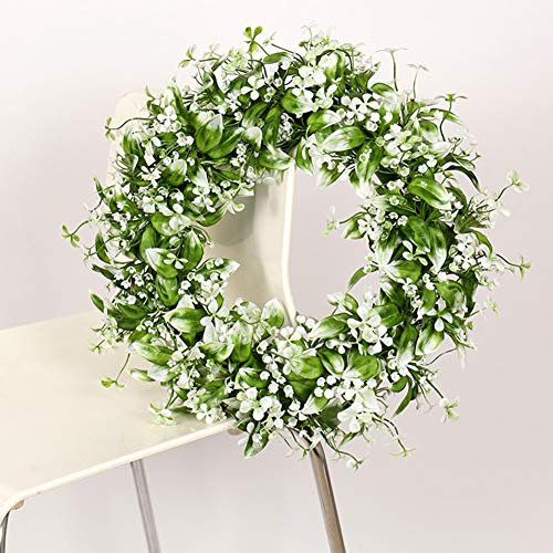 Künstlicher Gypsophila Kranz Grün und Weiß- Gypsophila Blumenrebe Girlande Hängende Hochzeitsblumengirlande für Hochzeit Tisch Hintergrunddekoration Künstliche Blumen Künstliche Pflanzenkranz-45cm