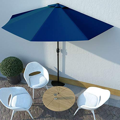 Tidyard Parasol de Balcon Parasol de Jardin Demi Mât en Aluminium Bleu 300x150x253 cm