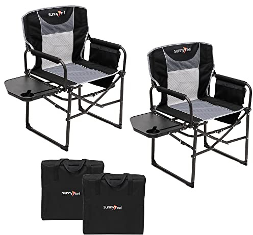 SUNNYFEEL Camping Directors Chair, Heavy Duty,Oversized Portable Folding Chair with Side Table, Pocket for Beach, Fishing,Trip,Picnic,Lawn,Concert Outdoor Foldable Camp Chairs