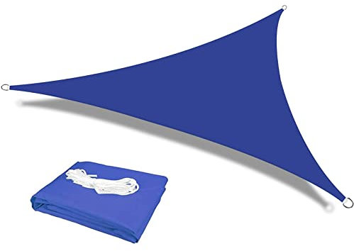 HEYOMART Sonnensegel Dreieck 3 x 3 x 3m Wasserdicht Sonnenschutz inkl Befestigungsseile PES Polyester mit UV Schutz für Garten Terrasse Camping, Blau