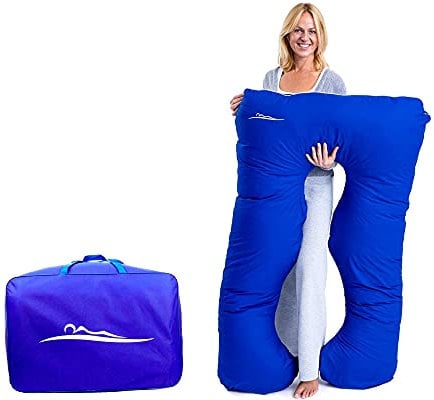 MAKOSAS KomfortKissen ORIGINAL Premium Ergonomisches Kühlend Kuschelkissen | Körperkissen | Seitenschläferkissen für Erwachsene - Für besseren Schlaf 100 x 150 cm (Blau - Baumwolle)