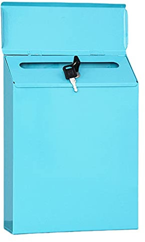 MagiDeal Vertikaler Briefkasten Hängende Sicherheits-Einwurfbox Langlebige Umschläge Zeitungen Sicherer Briefkasten- tür Veranda Ländliche, Blau