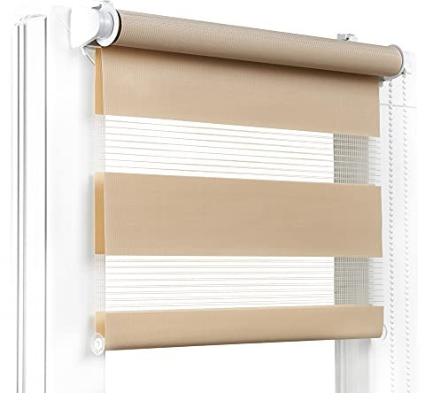 Fenster DEKOR - Rollos für Fenster Kaffee mit Milch - Klemmfix Rollo ohne Bohren 150 x 30 cm - Doppelrollo mit einer breiten Auswahl an Größen und Farben - Blickdichte Rollos, einfach zu montieren