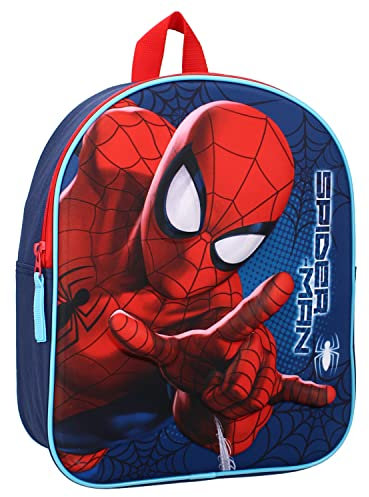 PARIS STOCK Maxxidiscount Spiderman Rucksack, 3D, Segeltuch, 32 cm, Blau