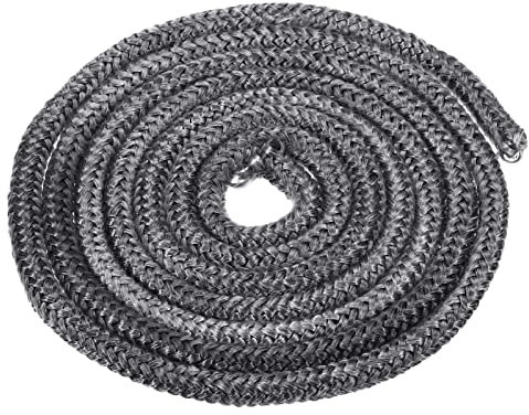 PATIKIL 6.57ftx5/16 Fibra Vetro Corda, Rotonda Intrecciata Corda Alta Temperatura Stufa Guarnizione Sigillo per Caldaia Fornace forni forni Fusione, Nero