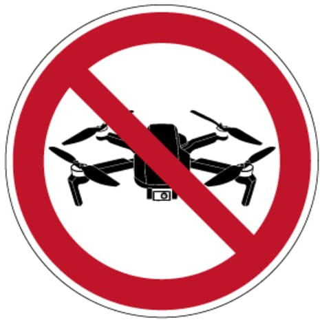 Aufkleber Verbotszeichen Drohnen/Flugdrohne/unbemanntes Luftfahrzeug verboten Schild Folie selbstklebend | Ø5-30cm Made in Germany, Größe: Ø20 cm