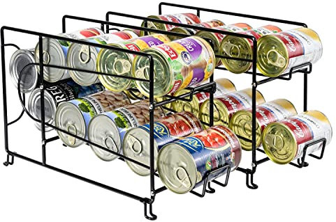 SUFAUY Getränkedosen-Organizer, stapelbarer Getränkedosenspender für Speisekammer, 2 Stück, Schwarz