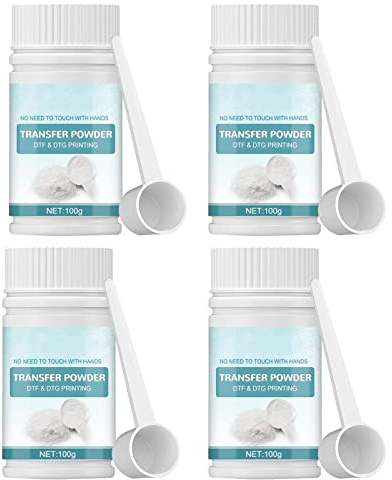 Jeanny set of 4 Transfer Powder for DTF Direct to Film Transfer Powder DTF Powder White Digital Transfer Hot Melt Adhesive DTF Transfer Adhesive Powder for All DTF and DTG Printers 100g