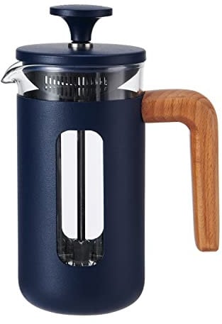 La Cafetière Pisa Cafetière, 3-Cup/350ml, Heat-Resistant Borosilicate Glass and Stainless Steel with Easy-Grip Plunger, Small French Press Coffee Maker for Loose Tea and Ground Coffee, Navy