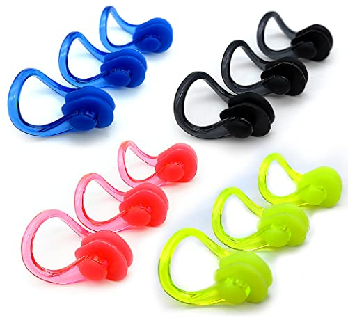 Zooshine 12 PCS Waterproof Swimming Nose Clip Silica Gel Swim Nose Plug for Kids and Adults with Bright Color