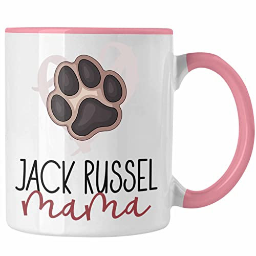 Trendation - Jack Russel Mama Tasse Geschenk Muttertag Lustige Pfote (Rosa)