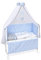 Baby Delux Beistellbett Babybett Stubenwagen weiß 90x40 mobil mit Rädern inkl. Matratze und Bettwäsche Set mehrteilig (Magic Stars blau)
