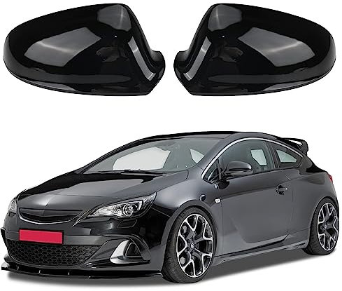 NOVSKI Rückspiegel Spiegelkappen für Vauxhall Opel Astra J Hatchback/GTC Coupe/Estate 2010-2016,Shell Borte Spiegelabdeckungen Ersatz Seitenspiegel Abdeckkappen AutoStylingZubehör.,A-Glossy Black