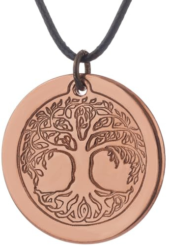 DEMMEX Tree of Life Pendant Necklace, 2.5mm Thick, 1.5 Inch Diameter, Unisex, Handmade in Turkey, Pure Copper - Polish with Sea Salt Lemon Mix