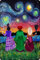 Hocus Pocus Sanderson Sisters in starry night painting Poster Metal Tin Sign Plaque Man Cave Wall 8x12 Inch Wall Art Decoration