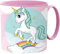 Golddunes Cartoon Kids Character Cute Mini Tiny Mug 265ML Drinking Re-Usable Plastic Cup Microwave Safe 7.5cm x 7.5cm (White Unicorn)