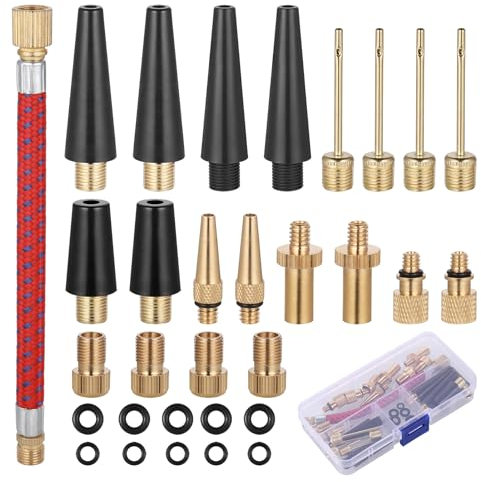 Hejo 33 Pièces Embout Pompe à Vélo, Embout Gonflage Ballon, Aiguille Gonflage Ballon avec Boîte de Rangement, Adaptateur de Pompe à air pour Compresseur Pompe