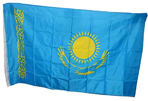 Kasachstan Flagge Lebendige Nationalflaggen Doppelt GenäHt Kasachstan Nationalbanner 90 X 150 Cm Gartendekoration