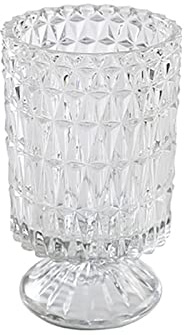 Vase en Verre Losange Nordique Rétro Cristal Verre Vase Haut Pied Hydroponique Arrangement De Fleurs Vase Vase Modèle Chambre Décoration Ornements pour Fête De Mariage (styleA)