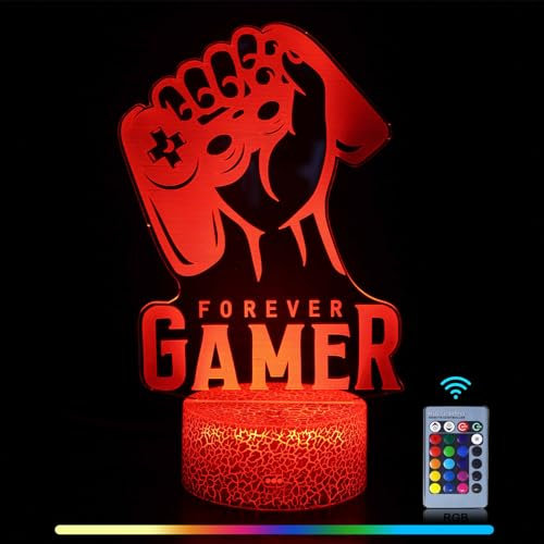 SHEMEI 3D Illusion Dinosaur Night Light for Kids 16 Colors Changing with Remote Control Football Gift for Boys and Girls Unicorn Night Light Bedroom Gaming Room Lamp (game01)
