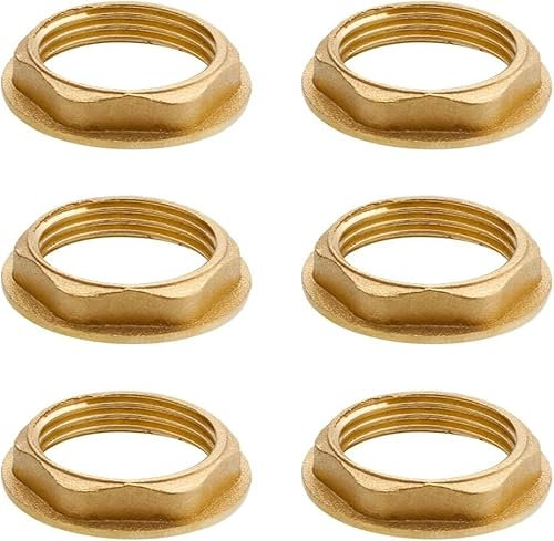 6 Stück Flansch Sicherungsmuttern mit 4 Dichtungen, G3/4 Flansch Innengewinde Messing Sechskantmutter, Wasserhahn Sanitär Fitting Mutter, für Badezimmer Waschbecken Sanitär Armaturen Zubehör