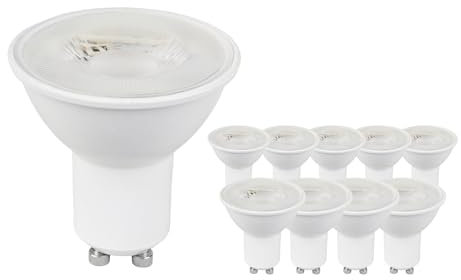 Ledvion - 10er-Pack GU10 LED-Spot, 4,5W, 2700K, 345 Lumen, SMD-LED-Chips, Vollglas, energieeffizient, ideal für Einbaustrahler und Deckenleuchten