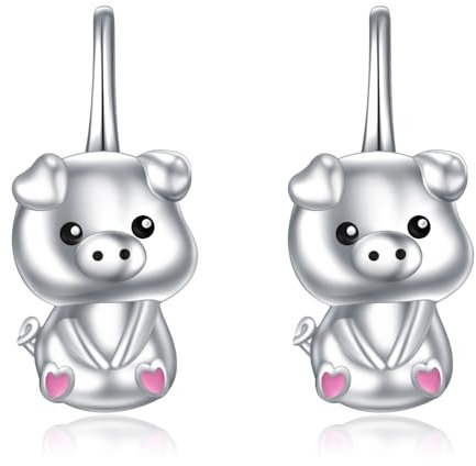 Schwein Ohrringe 925 Sterling Silber Tier Ohrringe Leverback Hoop Schwein Schmuck Geschenke für Damen