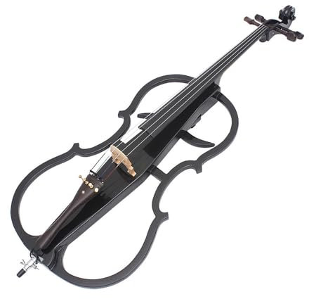 MIDUOLAI 4/4 E-Cello-Bausatz in Voller Größe, E-Cello, MIT Stereo-Kopfhörern, Cellotasche, Hochwertiger Cellobogen, Steg, Kolophonium, Für Erwachsene Und Schüler,Schwarz